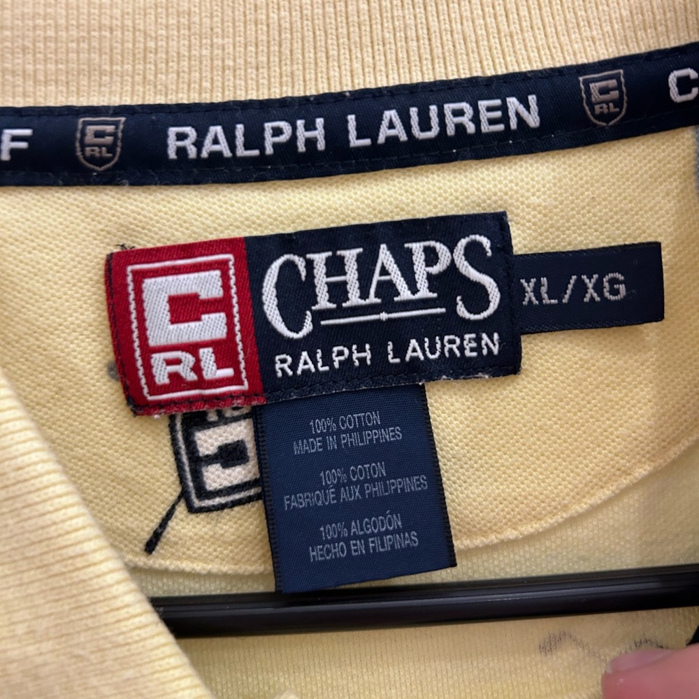 Chaps Yellow Polo Shirt with Golf Print B22 - Picture 2 of 3